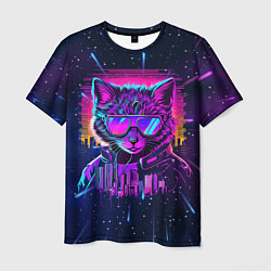 Футболка мужская Котик в неоне, цвет: 3D-принт