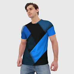 Футболка мужская Геометрия синие полосы, цвет: 3D-принт — фото 2
