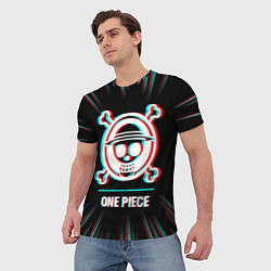 Футболка мужская Символ One Piece в стиле glitch на темном фоне, цвет: 3D-принт — фото 2