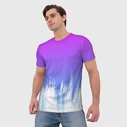 Футболка мужская Фиолетовый градиент с потертостями, цвет: 3D-принт — фото 2