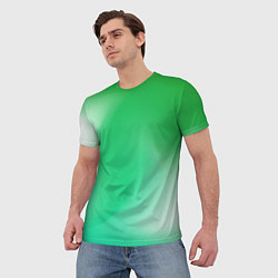 Футболка мужская Градиент зеленый, цвет: 3D-принт — фото 2