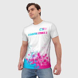 Футболка мужская Counter Strike 2 neon gradient style: символ сверх, цвет: 3D-принт — фото 2