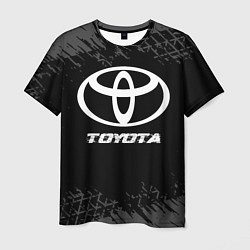 Футболка мужская Toyota speed на темном фоне со следами шин, цвет: 3D-принт