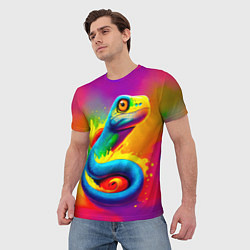 Футболка мужская Змейка в красках, цвет: 3D-принт — фото 2