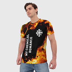 Футболка мужская My Chemical Romance и пылающий огонь, цвет: 3D-принт — фото 2