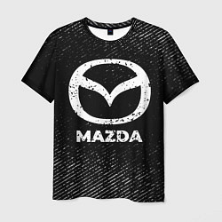 Футболка мужская Mazda с потертостями на темном фоне, цвет: 3D-принт