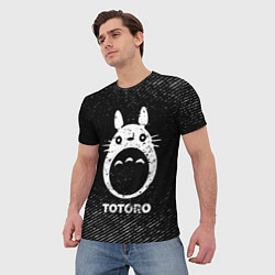 Футболка мужская Totoro с потертостями на темном фоне, цвет: 3D-принт — фото 2