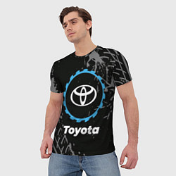 Футболка мужская Toyota в стиле Top Gear со следами шин на фоне, цвет: 3D-принт — фото 2