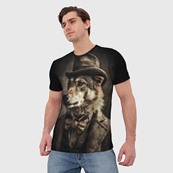 Футболка мужская Волк - винтажное фото, цвет: 3D-принт — фото 2