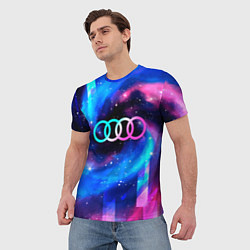 Футболка мужская Audi неоновый космос, цвет: 3D-принт — фото 2