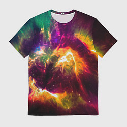 Футболка мужская Небула в космосе разноцветная - нейронная сеть, цвет: 3D-принт