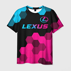 Футболка мужская Lexus - neon gradient: символ сверху, цвет: 3D-принт