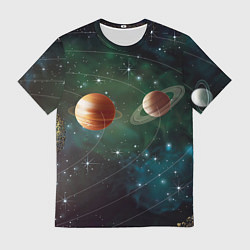 Футболка мужская Планетная система, цвет: 3D-принт