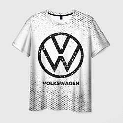 Футболка мужская Volkswagen с потертостями на светлом фоне, цвет: 3D-принт