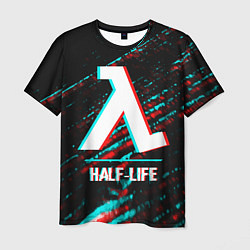 Футболка мужская Half-Life в стиле glitch и баги графики на темном, цвет: 3D-принт