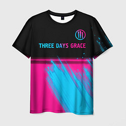 Футболка мужская Three Days Grace - neon gradient: символ сверху, цвет: 3D-принт