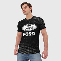 Футболка мужская Ford с потертостями на темном фоне, цвет: 3D-принт — фото 2