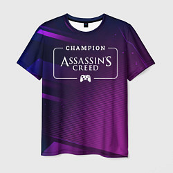 Футболка мужская Assassins Creed gaming champion: рамка с лого и дж, цвет: 3D-принт
