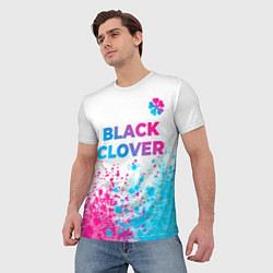 Футболка мужская Black Clover neon gradient style: символ сверху, цвет: 3D-принт — фото 2