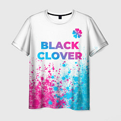 Футболка мужская Black Clover neon gradient style: символ сверху, цвет: 3D-принт