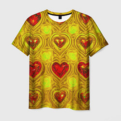 Футболка мужская Узор рубиновые сердца, цвет: 3D-принт