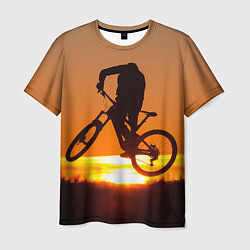 Футболка мужская Велосипедист на закате, цвет: 3D-принт