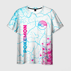 Мужская футболка Pokemon neon gradient style: надпись, символ