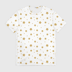 Мужская футболка Бежевые звездочки на белом фоне