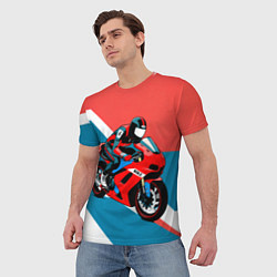 Футболка мужская Нарисованный мотоциклист, цвет: 3D-принт — фото 2