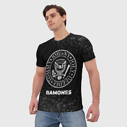 Футболка мужская Ramones с потертостями на темном фоне, цвет: 3D-принт — фото 2