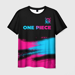 Футболка мужская One Piece - neon gradient: символ сверху, цвет: 3D-принт