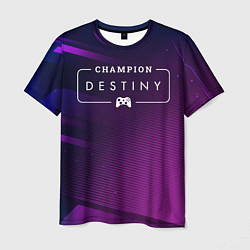 Футболка мужская Destiny gaming champion: рамка с лого и джойстиком, цвет: 3D-принт