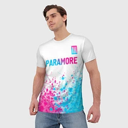 Футболка мужская Paramore neon gradient style: символ сверху, цвет: 3D-принт — фото 2