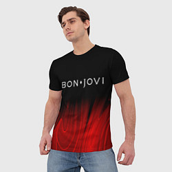 Футболка мужская Bon Jovi red plasma, цвет: 3D-принт — фото 2