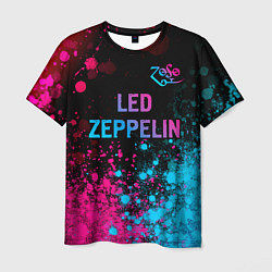 Футболка мужская Led Zeppelin - neon gradient: символ сверху, цвет: 3D-принт