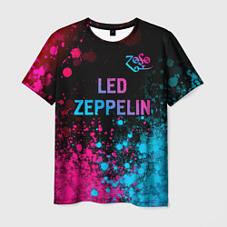 Футболка мужская Led Zeppelin - neon gradient: символ сверху, цвет: 3D-принт