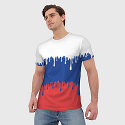 Футболка мужская Флаг России - потёки, цвет: 3D-принт — фото 2
