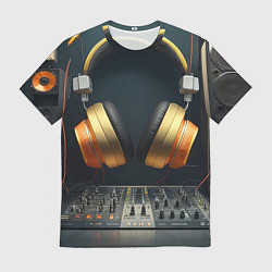 Футболка мужская Золотые наушники, цвет: 3D-принт