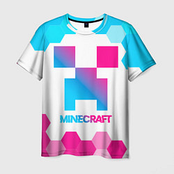 Футболка мужская Minecraft neon gradient style, цвет: 3D-принт