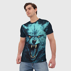 Футболка мужская Синий волк арт, цвет: 3D-принт — фото 2