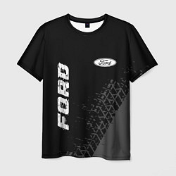 Футболка мужская Ford speed на темном фоне со следами шин: надпись,, цвет: 3D-принт