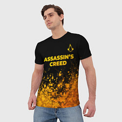 Футболка мужская Assassins Creed - gold gradient: символ сверху, цвет: 3D-принт — фото 2