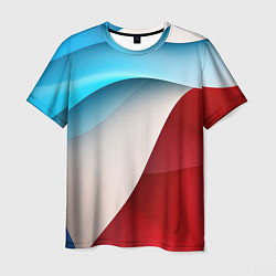 Футболка мужская Белые синие и красные волны, цвет: 3D-принт