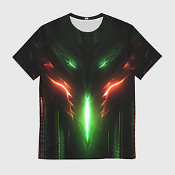 Футболка мужская Абстракция и зеленое свечение, цвет: 3D-принт