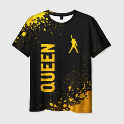 Футболка мужская Queen - gold gradient: надпись, символ, цвет: 3D-принт