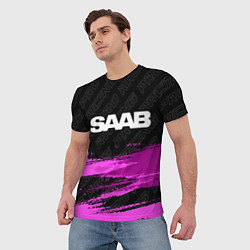 Футболка мужская Saab pro racing: символ сверху, цвет: 3D-принт — фото 2