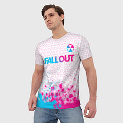Футболка мужская Fallout neon gradient style: символ сверху, цвет: 3D-принт — фото 2
