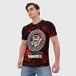 Футболка мужская Ramones rock glitch, цвет: 3D-принт — фото 2