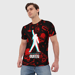 Футболка мужская Queen rock glitch, цвет: 3D-принт — фото 2