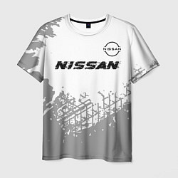 Футболка мужская Nissan speed на светлом фоне со следами шин: симво, цвет: 3D-принт